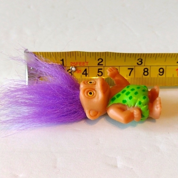 Vintage Soma Caveman Troll PVC Figure Wild Purple Hair Green Leotard - Picture 7 of 8